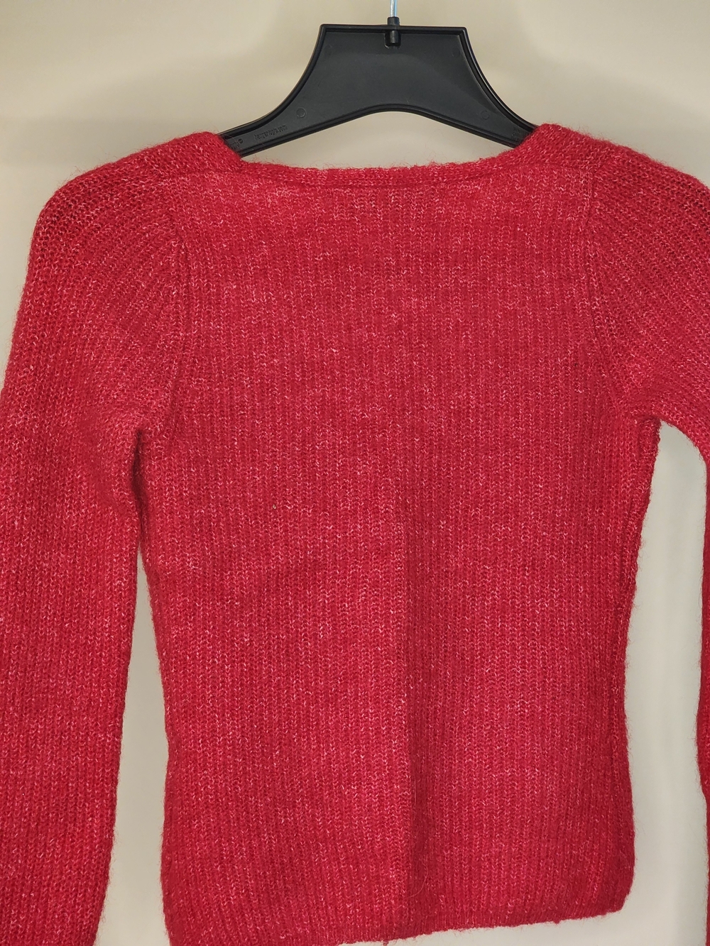 ZARA Red Ribbed V-Neck Sweater - Picture 4 of 6